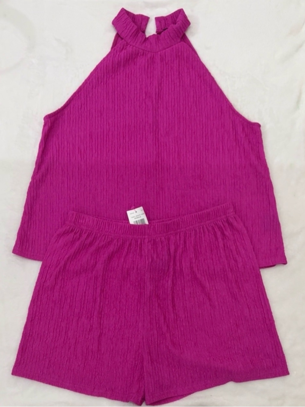 Girls Bright Fuchsia Halter Neck Romper Set